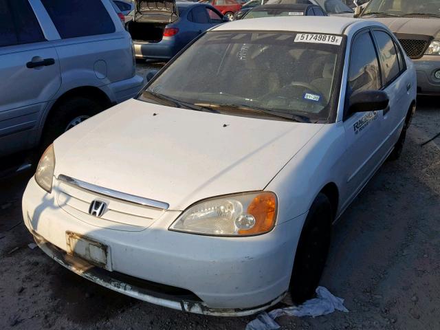 1HGES16501L034272 - 2001 HONDA CIVIC LX WHITE photo 2