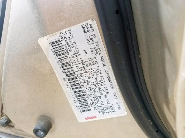 JT6GF10U8X0025655 - 1999 LEXUS RX 300 GOLD photo 10