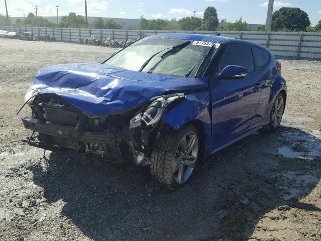 KMHTC6AE9DU176301 - 2013 HYUNDAI VELOSTER T BLUE photo 2