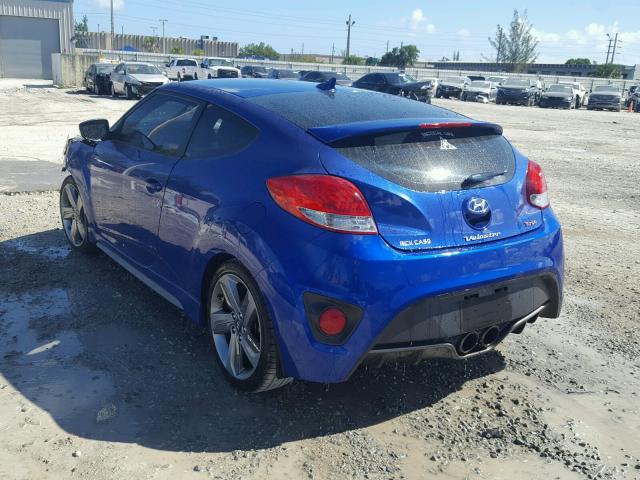 KMHTC6AE9DU176301 - 2013 HYUNDAI VELOSTER T BLUE photo 3