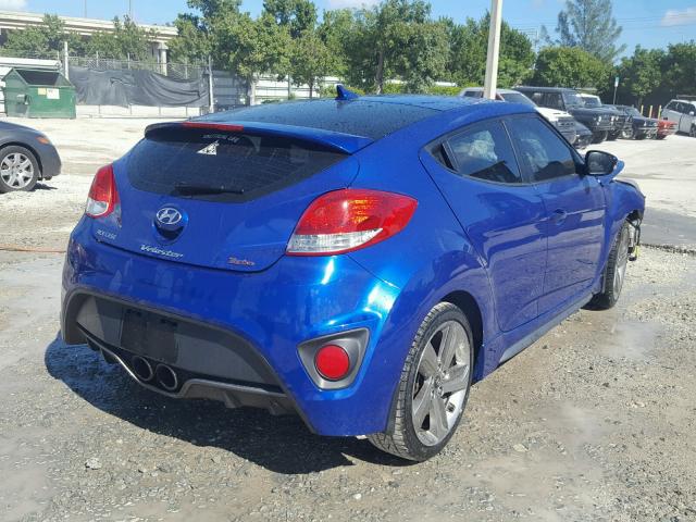 KMHTC6AE9DU176301 - 2013 HYUNDAI VELOSTER T BLUE photo 4