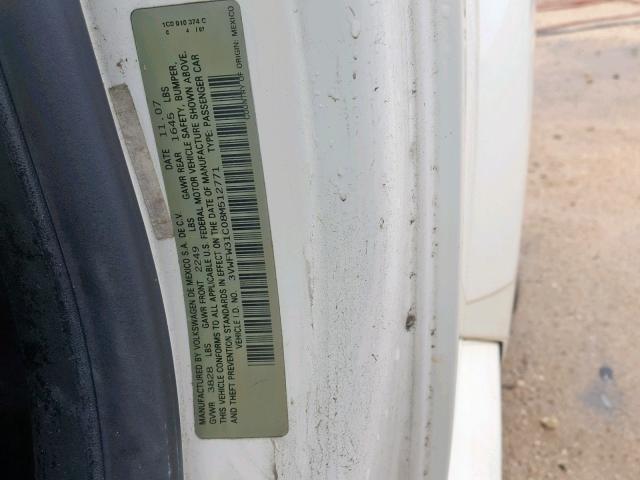 3VWFW31C08M512771 - 2008 VOLKSWAGEN NEW BEETLE თეთრი ფოტო 10