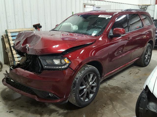 1C4RDJDG5HC648159 - 2017 DODGE DURANGO GT MAROON photo 2