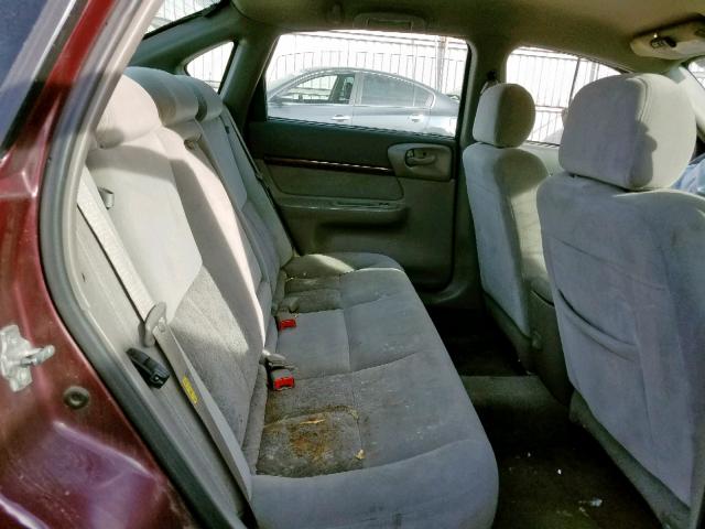 2G1WH52K649394204 - 2004 CHEVROLET IMPALA LS MAROON photo 6