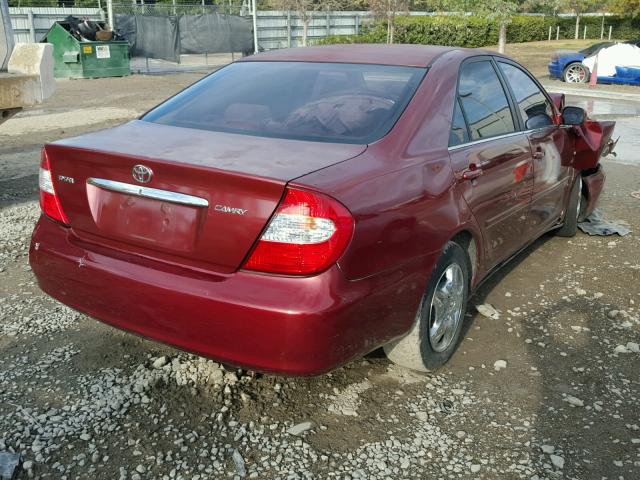 4T1BE32KX2U050793 - 2002 TOYOTA CAMRY LE RED photo 4