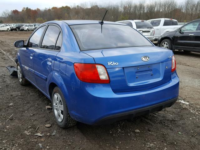 KNADH4A37A6666892 - 2010 KIA RIO LX BLUE photo 3