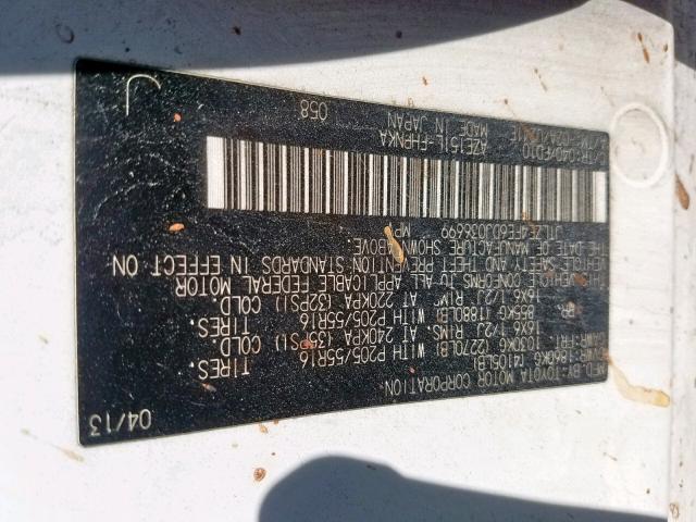 JTLZE4FE6DJ036699 - 2013 TOYOTA SCION XB Ақ фото 10