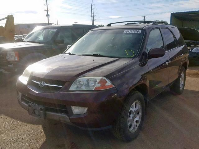 2HNYD188X1H534928 - 2001 ACURA MDX TOURIN BURGUNDY photo 2