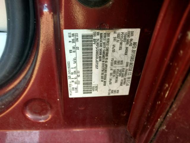 5LMFU28R33LJ07357 - 2003 LINCOLN NAVIGATOR Қызыл фото 10