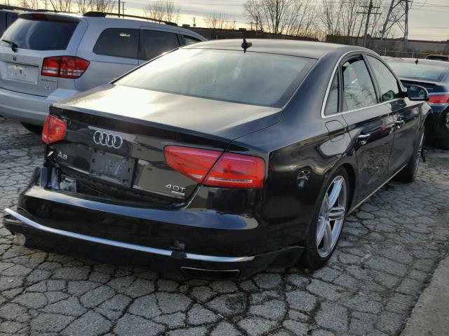 WAUA2AFD8DN019447 - 2013 AUDI A8 QUATTRO BLACK photo 4