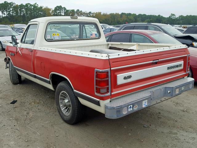 1B7FD14T0HS344971 - 1987 DODGE D-SERIES D TWO TONE photo 3