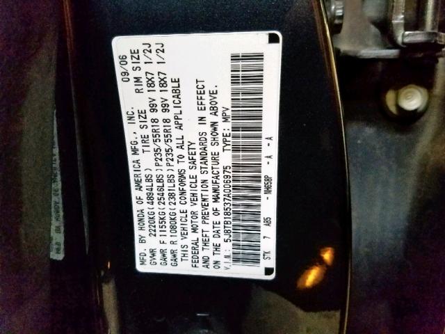 5J8TB18537A006975 - 2007 ACURA RDX TECHNO GRAY photo 10