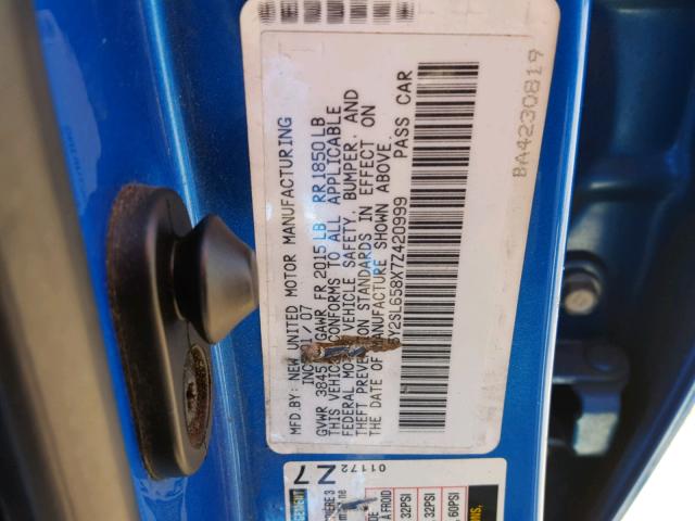 5Y2SL658X7Z420999 - 2007 PONTIAC VIBE BLUE photo 10