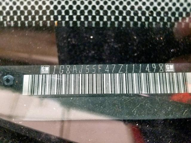 1G8AJ55F47Z111498 - 2007 SATURN ION LEVEL BLACK photo 10