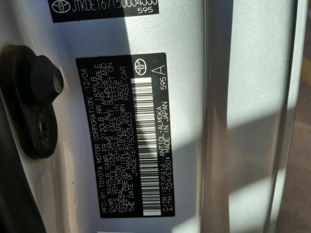 JTKDE167150034333 - 2005 TOYOTA SCION TC Gümüş foto 10