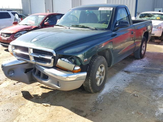 1B7FL26X7XS109314 - 1999 DODGE DAKOTA GREEN photo 2