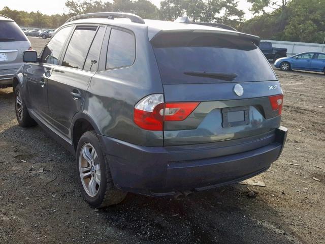 WBXPA93455WD06328 - 2005 BMW X3 3.0I GREEN photo 3