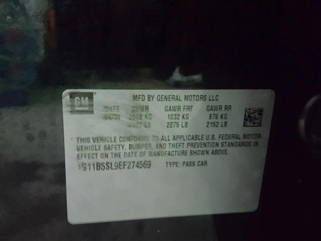 1G11B5SL9EF274569 - 2014 CHEVROLET MALIBU LS Սև լուսանկար 10