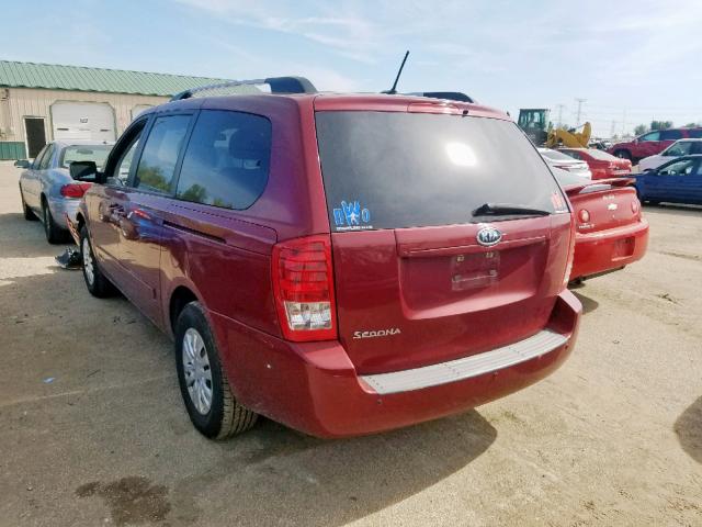 KNDMG4C72B6385834 - 2011 KIA SEDONA LX RED photo 3