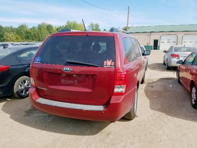 KNDMG4C72B6385834 - 2011 KIA SEDONA LX RED photo 4