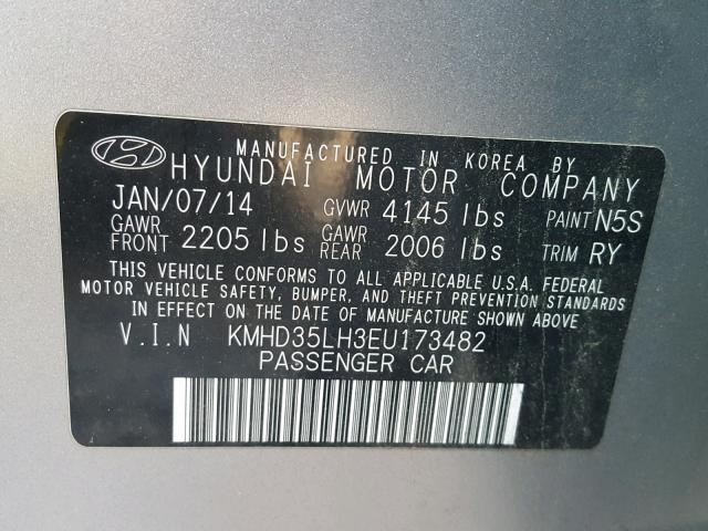 KMHD35LH3EU173482 - 2014 HYUNDAI ELANTRA GT GRAY photo 10