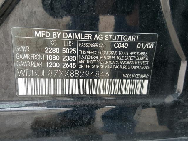 WDBUF87XX8B294846 - 2008 MERCEDES-BENZ E 350 4MAT BLACK photo 10