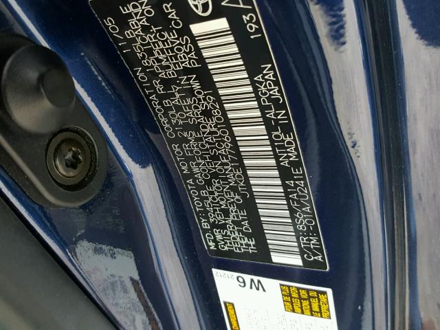 JTKDE177960108291 - 2006 TOYOTA SCION TC 蓝色 照片 10