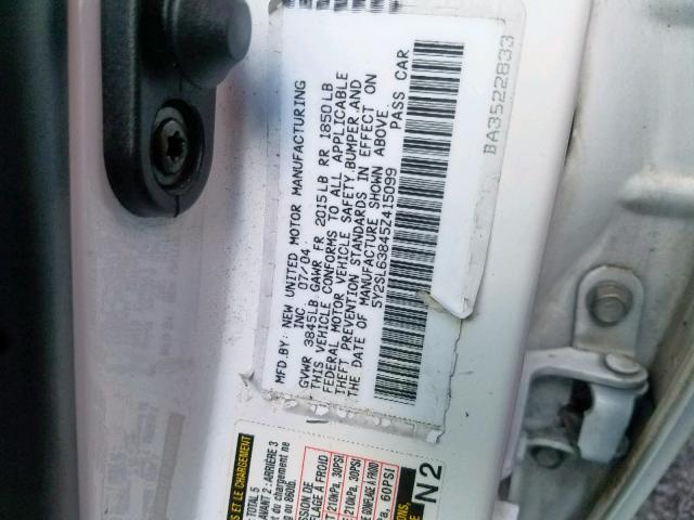 5Y2SL63845Z415099 - 2005 PONTIAC VIBE WHITE photo 10