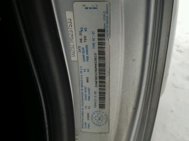 3VWCB21C92M403810 - 2002 VOLKSWAGEN NEW BEETLE Gümüş foto 10