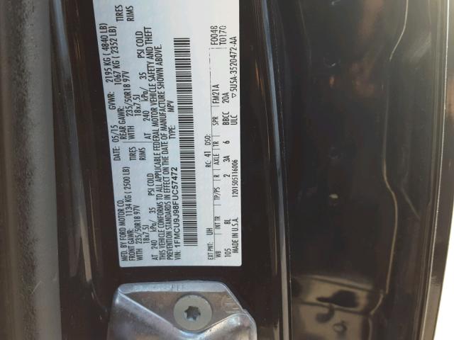 1FMCU9J98FUC57472 - 2015 FORD ESCAPE TIT BLACK photo 10