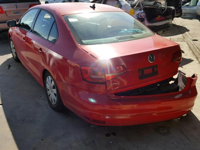 3VW2K7AJ2FM314321 - 2015 VOLKSWAGEN JETTA BASE RED photo 3