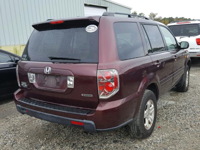 5FNYF18238B020317 - 2008 HONDA PILOT VP MAROON photo 4