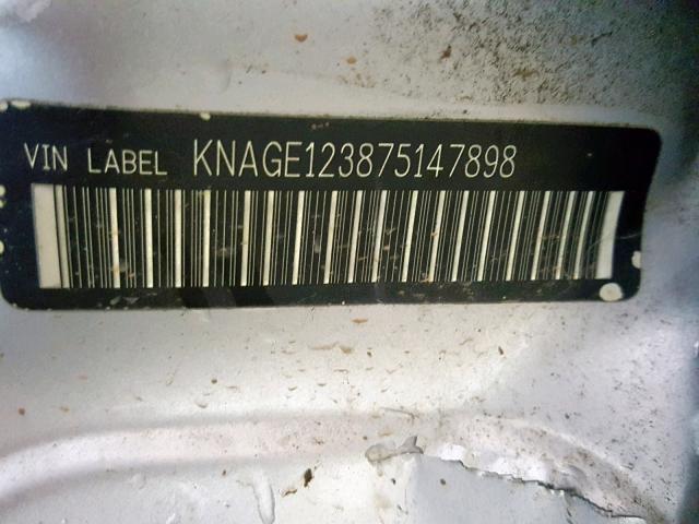 KNAGE123875147898 - 2007 KIA OPTIMA SILVER photo 10