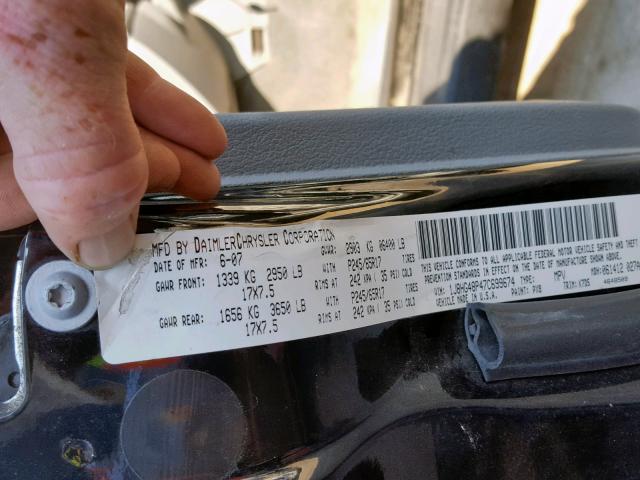 1J8HG48P47C699674 - 2007 JEEP COMMANDER შავი ფოტო 10