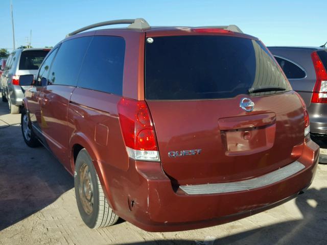 5N1BV28U15N108517 - 2005 NISSAN QUEST S BURGUNDY photo 3