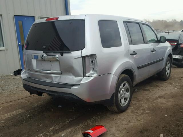 5FNYF3H26DB037859 - 2013 HONDA PILOT LX SILVER photo 4