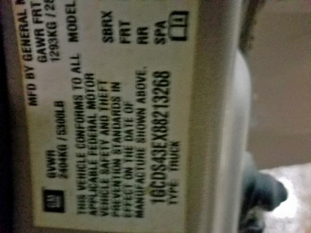 1GCDS43EX88213268 - 2008 CHEVROLET COLORADO L SILVER photo 10