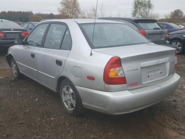 KMHCG45C12U373526 - 2002 HYUNDAI ACCENT GL SILVER photo 3