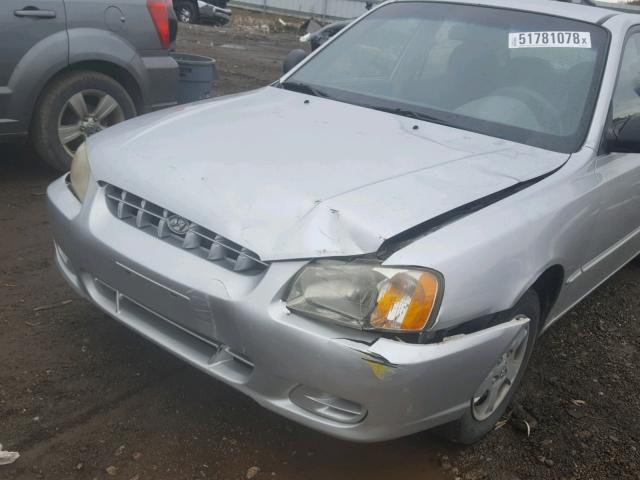 KMHCG45C12U373526 - 2002 HYUNDAI ACCENT GL SILVER photo 9