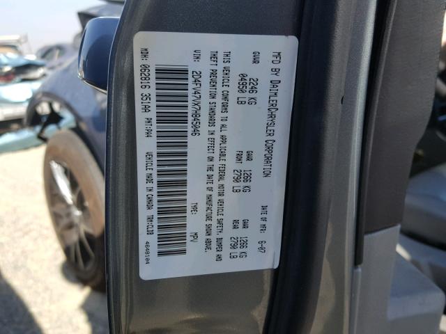 2D4FV47VX7H845046 - 2007 DODGE MAGNUM SXT GRAY photo 10