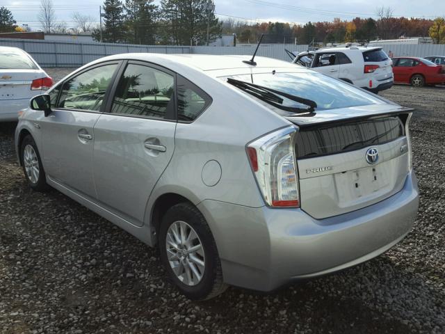 JTDKN3DPXD3031179 - 2013 TOYOTA PRIUS PLUG SILVER photo 3