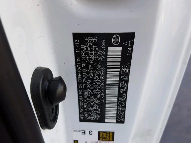 JTKJF5C72E3080666 - 2014 TOYOTA SCION TC შავი ფოტო 10