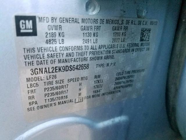 3GNAL2EK9DS642658 - 2013 CHEVROLET CAPTIVA LS 蓝色 照片 10