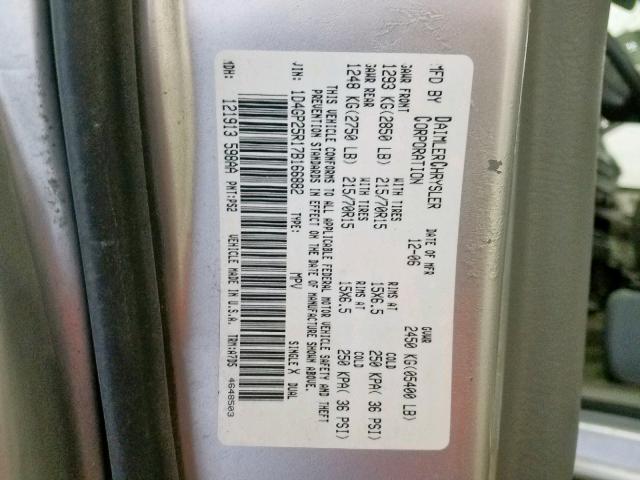 1D4GP25R17B166882 - 2007 DODGE CARAVAN SE SILVER photo 10