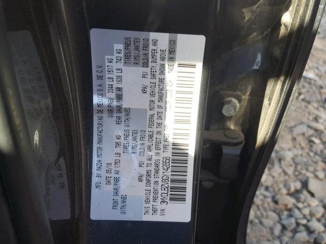 3MYDLBZV8GY142858 - 2016 TOYOTA SCION IA GRAY photo 10