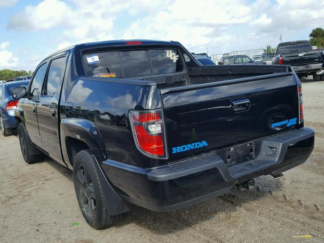 5FPYK1F53CB455217 - 2012 HONDA RIDGELINE BLACK photo 3