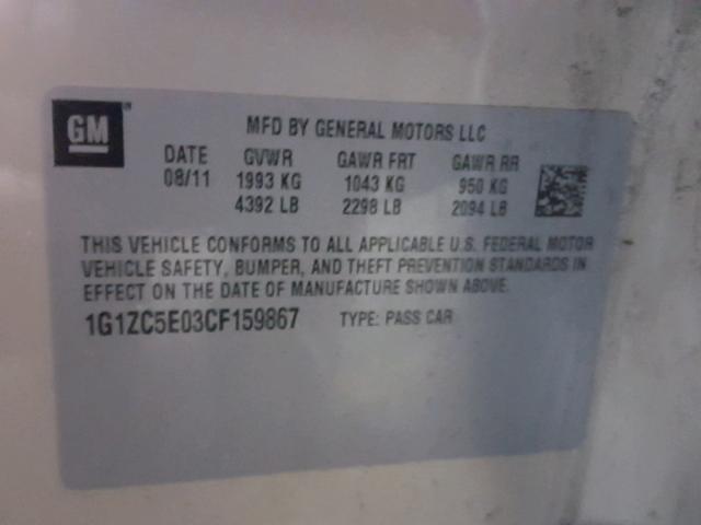 1G1ZC5E03CF159867 - 2012 CHEVROLET MALIBU 1LT BEIGE photo 10