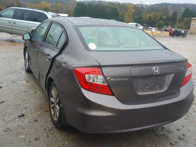 2HGFB2F92CH542885 - 2012 HONDA CIVIC EXL GRAY photo 3