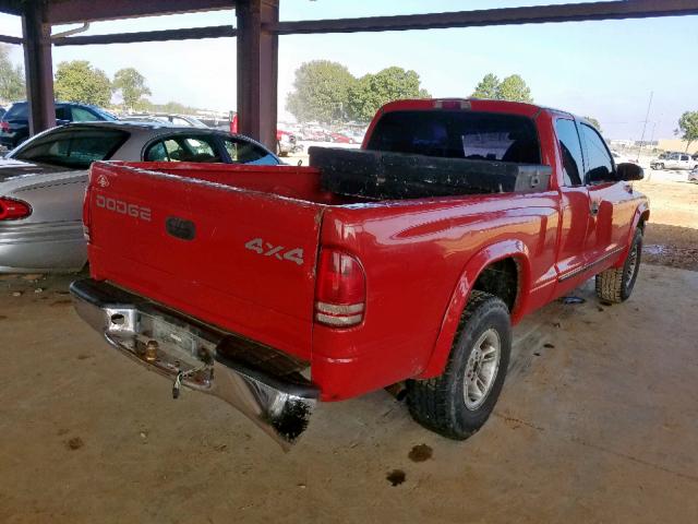 1B7GG22Y1XS190625 - 1999 DODGE DAKOTA RED photo 4