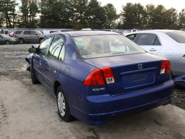 1HGES16335L010018 - 2005 HONDA CIVIC DX V BLUE photo 3